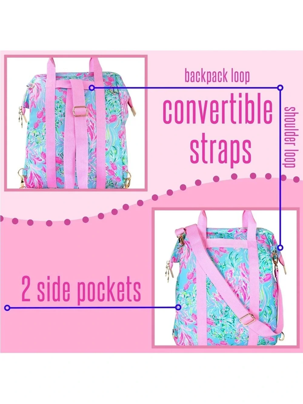 Lilly Pulitzer | Backpack Beach Cooler Pool Best Fishies Shoulder Strap Pink